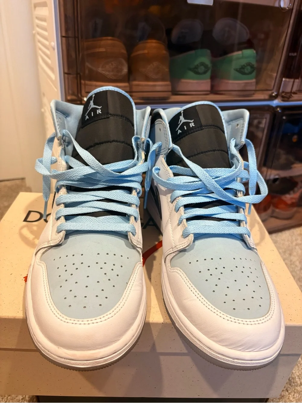 Men’s Jordan 1s Light Blue, Black, White